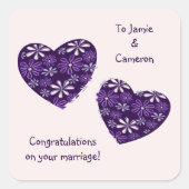 モダン・ハーツ 結婚おめでとう スクエアシール (正面)