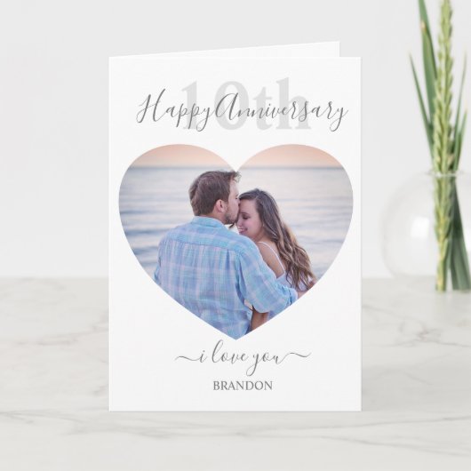 モダン |ハート写真 |任意の年周年記念 カード (正面)