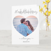 モダン |ハート写真 |任意の年周年記念 カード (黄色い花)