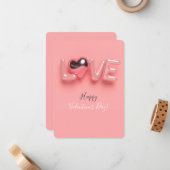  モダン ハート ピンク バレンタインデー  ノートカード (正面/裏面インサイチュ)