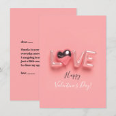 モダン ハート ピンク バレンタインデー ノートカード (正面/裏面)