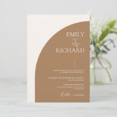 モダン ハーフ アーチ ウェディング QR コード 招待状 (スタンド正面)