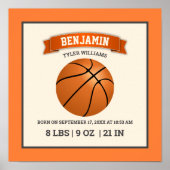モダン バスケットボール ベイビー 誕生統計 ポスター (正面)