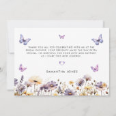 モダン バタフライ フラワーブライダルシャワー サンキューカード (裏面)