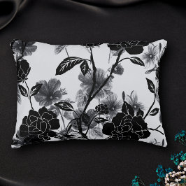 モダン・バタフライ・フラワール・ノワール アクセントクッション