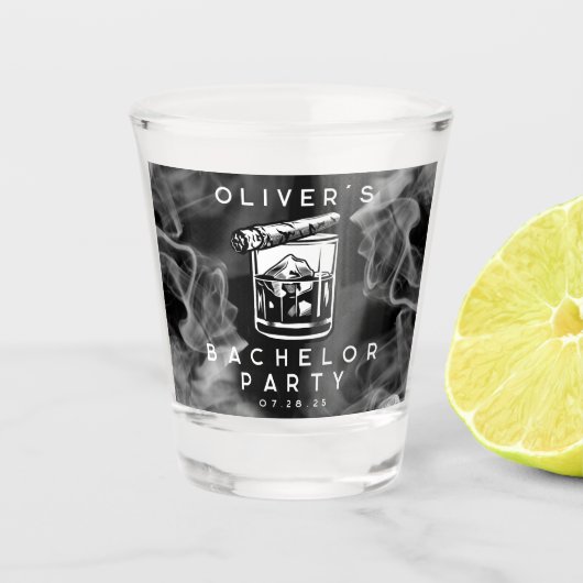 モダン バチェラーパーティー シガーズ アンド ウイスキー ブラック ショットグラス (正面)