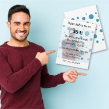 モダン&バブリング写真誕生日カード招待状