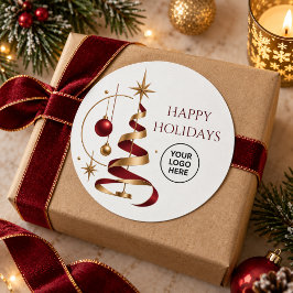 モダン・バーガンディゴールド企業のクリスマスロゴ ラウンドシール