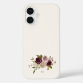 モダン・バーガンディピンクの花のモノグラム Case-Mate iPhoneケース (裏面)
