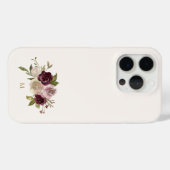 モダン・バーガンディピンクの花のモノグラム Case-Mate iPhoneケース (裏面 (横))