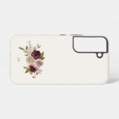 モダン・バーガンディピンクの花のモノグラム SAMSUNG GALAXYケース (裏面横)