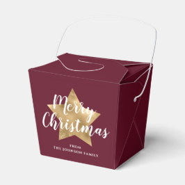 モダン・バーガンディーゴールドスタークリスマス フェイバーボックス
