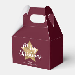 モダン・バーガンディーゴールドスタークリスマス フェイバーボックス