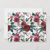 モダン バーガンディーレッド ホリー フラワー クリスマス ホリデー ノートカード (裏面)
