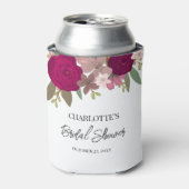 モダン バーガンディー ガーデン フラワーズ ブライダル シャワー フェイバー 缶クーラー (缶正面)