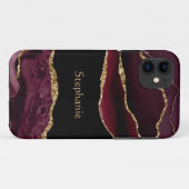 モダン・バーガンディー・ゴールド・アゲートクリスタル 名入れ Case-Mate iPhoneケース (裏面(横))