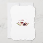 モダン バーガンディー ブラッシュ フラワール 手書きウェディング 招待状 (裏面)