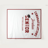 モダン バーガンディー 卒業パーティー フォト 背景 タペストリー (正面(横))