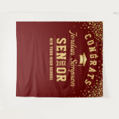 モダン バーガンディー 卒業写真 フォトブース 背景 タペストリー (正面(横))