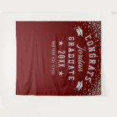 モダン バーガンディー 卒業写真 ブース 背景 タペストリー (正面(横))