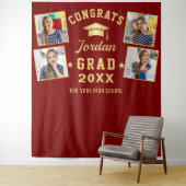 モダン バーガンディー 卒業式 4 フォトブース 背景 タペストリー (インサイチュ)