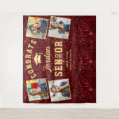 モダン バーガンディー 卒業式 4 フォトブース 背景 タペストリー (正面)