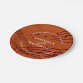 モダン バーガンディ オレンジ ミュージック ノーツ ウェディング ペーパープレート (アングル)