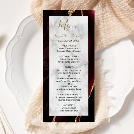 モダン バーガンディ ゴールド アゲート マーブル 結婚式 メニュー