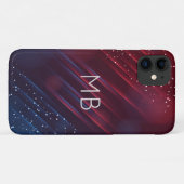 モダン・バーガンディ・ネイビーブルーのイニシャル入り Case-Mate iPhoneケース (裏面(横))