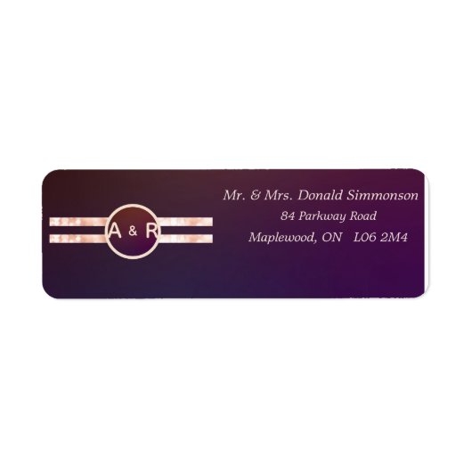 モダン バーガンディ ピンク ウェディング 返信住所ラベル ラベル (正面)