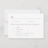 モダン バーガンディ フラワー ジオメトリック アイボリー 食事 選択 出欠カード (裏面)