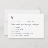 モダン バーガンディ フラワー ジオメトリック ネイビー 食事選択 出欠カード (裏面)