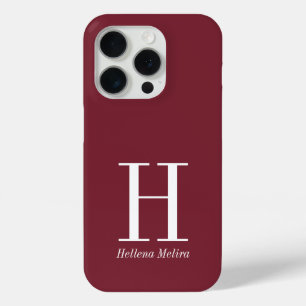 モダン・バーガンディ・モノグラム名入り iPhone 15 PROケース