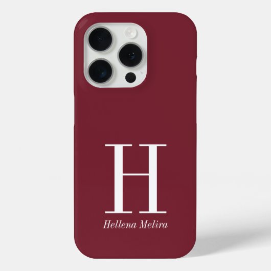 モダン・バーガンディ・モノグラム名入り Case-Mate iPhoneケース (裏面)