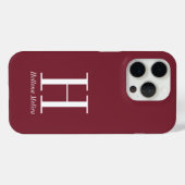 モダン・バーガンディ・モノグラム名入り Case-Mate iPhoneケース (裏面 (横))