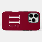 モダン・バーガンディ・モノグラム 名前 Case-Mate iPhoneケース (裏面 (横))