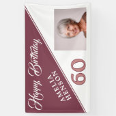 モダン バーガンディ レッド ハッピー 60歳 誕生日 フォト 横断幕 (縦)