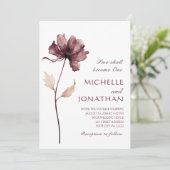 モダン バーガンディ ワイルド フラワー キリスト教 結婚式 招待状 (スタンド正面)