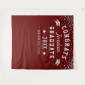 モダン バーガンディ 卒業写真 撮影用背景 タペストリー (正面(横))