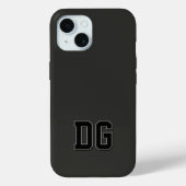 モダン バーシティ ブラック グレー モノグラムイニシャル Case-Mate iPhoneケース (裏面)