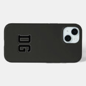 モダン バーシティ ブラック グレー モノグラムイニシャル Case-Mate iPhoneケース (裏面 (横))