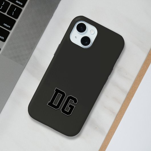モダン バーシティ ブラック グレー モノグラムイニシャル Case-Mate iPhoneケース