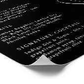 モダン&バーメニュミニマルースクリプトモノグラムブラック ポスター (角)