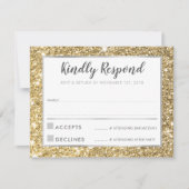 モダン バー ミツバ祭り ありがとう クール ゴールド グリッター 招待状 (正面)