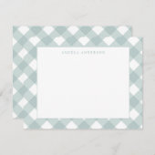 モダン パステル ティールグリーン ギンガム プライド チェック ノートカード (正面/裏面)