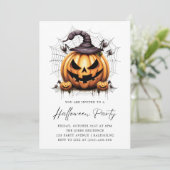 モダン パンプキン スパイダー 大人のハロウィンパーティー 招待状 (スタンド正面)