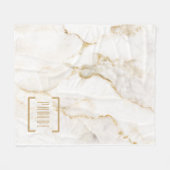 モダン パーソナライズ ネーム ゴールドエフェクト マーブル フリースブランケット (正面(横))