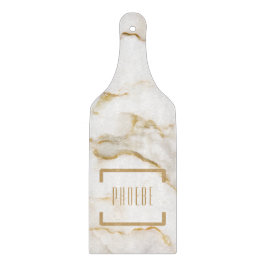 モダン パーソナライズ ネーム ゴールドエフェクト 大理石 カッティングボード
