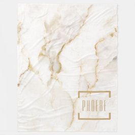 モダン パーソナライズ ネーム ゴールド エフェクト 大理石 フリースブランケット