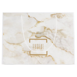 モダン パーソナライズ ネーム ゴールド エフェクト 大理石 ラージペーパーバッグ